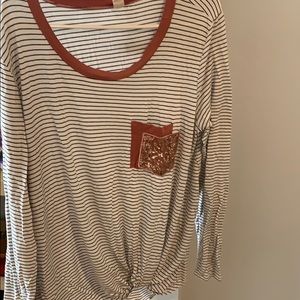 Stripped Bling Pocket Shirt